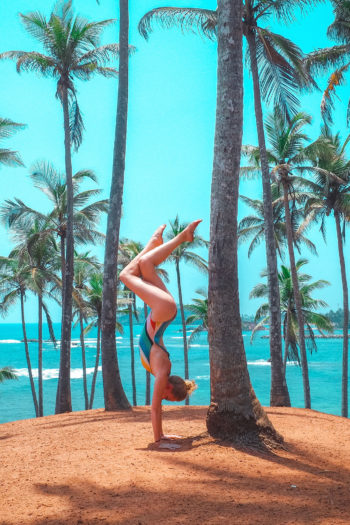 yoga, palm tree, ocean